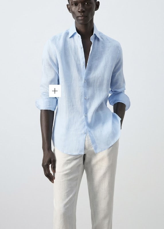 Camisa ajustada 100% lino