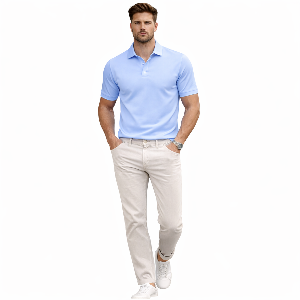Polo de Algodón Stretch Fresco + Jean Corte Clásico Stretch | Casa Prime