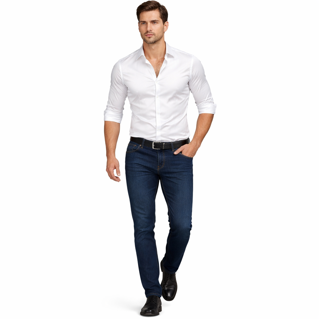 Conjunto Premium Camisa Brillo Natural & Denim Stretch | Corte Clásico de Alta Durabilidad