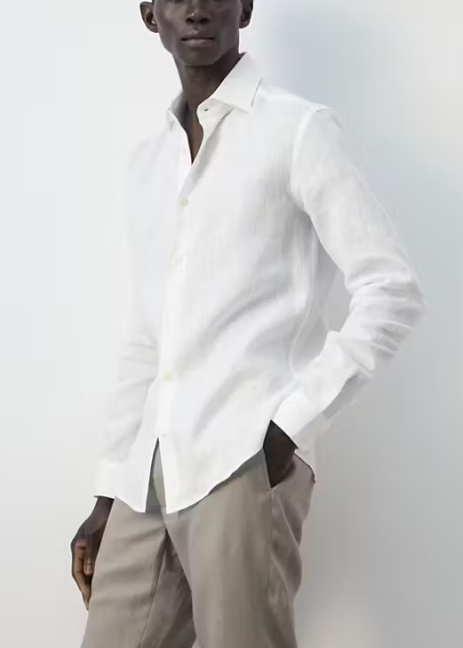 Camisa ajustada 100% lino