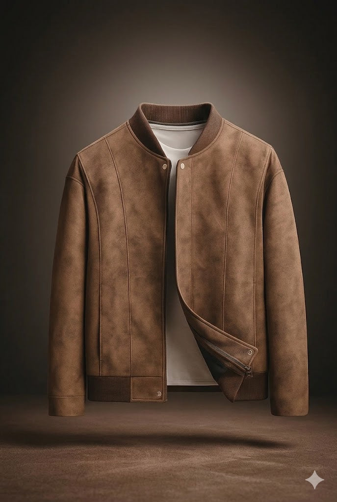 Chaqueta Cortavientos de Gamuza para Hombre, Estilo Urbano y Ejecutivo